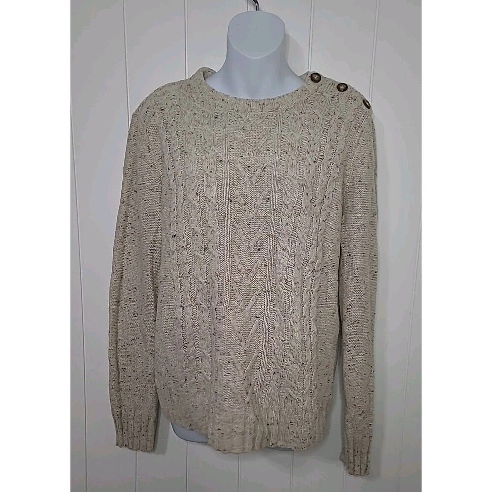 Vintage Studio Works Sweater Womens Large Fisherman Wool Blend Cable Knit Winter